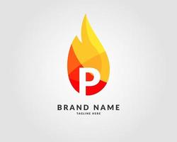 letter P modern flame trendy bright logo design for creative and energic company vector