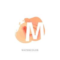 negative letter M with watercolor splash for fashion or beauty care logo, apparel brand, personal branding identity, make up artist or any other company vector
