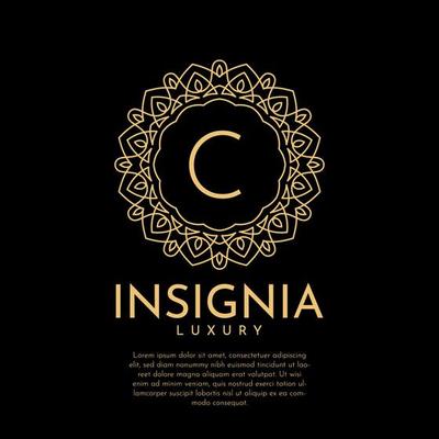 letter C luxurious insignia circle decorative lace vector logo design