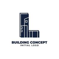 letter L with building object initial vector logo design suitable for real estate and property business