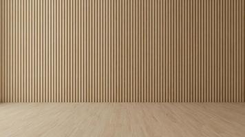 habitación vacía con pared y suelo de madera, representación 3d foto
