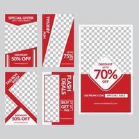 Red Fashion social media post design template vector