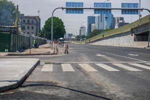 Buenos Aires, Argentina. 2019. City repairs in an empty city of Buenos Aires photo