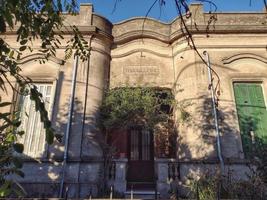 Historic house entrance, centered, horizontal photo