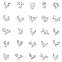 Man faces line art style with flower and leaves vector