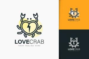 diseño de logotipo de cangrejo de amor estilo lineal vector