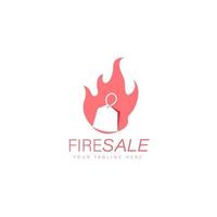 icono de ilustración de diseño de logotipo de venta de fuego vector