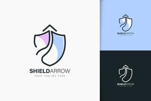 Shield arrow logo design linear style vector