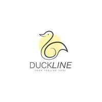 Duck line logo design illustration icon vector