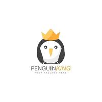 icono de ilustración de diseño de logotipo de pingüino rey vector