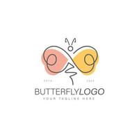 icono de ilustración de diseño de logotipo de arte de línea de mariposa vector