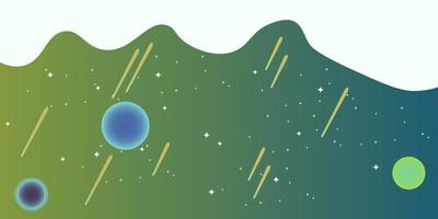 galaxy space green abstract background with star and comet shapes Vector