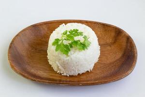 cooked white rice Jasmine rice served in a cup photo