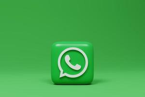 Whatsapp logo on green background. 3d render. photo