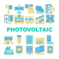 conjunto de iconos de colección de energía fotovoltaica ilustraciones vectoriales vector