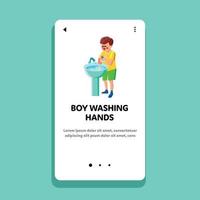 Boy Washing Hands In Sink Hygiene Procedure Vector