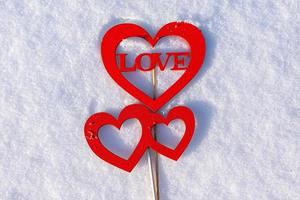 Romantic declaration of love in the snow in the form of a message photo