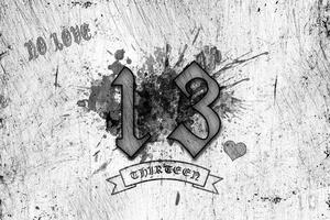 Stylized image of the number 13 in gray tones photo