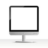 monitor de computadora de caja con pantalla en blanco, maqueta de dispositivo electrónico. espacio de copia, ilustración vectorial vector