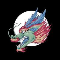 Chinese dragon head Illustration premium vector