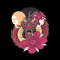 Chinese dragon head Illustration premium vector