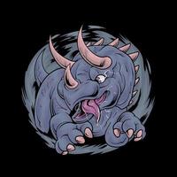 triceratops dinosaurio lindo dibujos animados ilustración vector premium