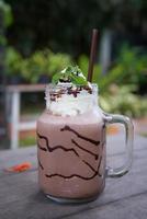 Chocolate smoothies in cafe photo