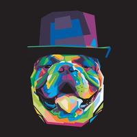 colorful bulldog head with cool isolated pop art style backround. WPAP style vector