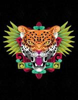 azteca jaguar quetzal arte vector