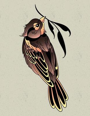 bird sparrow art tattoo