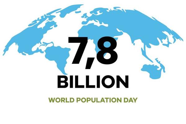 Currently, there are 7.8 billion people in the world. World population day. Colored flat graphic vector illustration isolated.