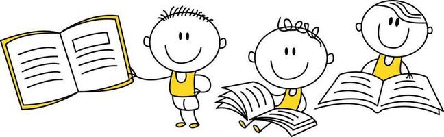ilustración de dibujos animados de un niño sonriente. libro. se puede utilizar con fines de diseño. vector