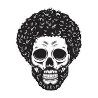 Skull Dad Afro Head design on white background. Halloween and father day. skull head logos or icons. vector illustration.