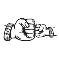 Dad and son Fist Bump Happy Father's Day Family. line doodle art design. logos or icons vector illustration.