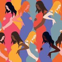 Seamless pattern of pregnant women vector