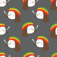 seamless pattern of dreadlocks rasta cat vector