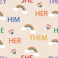 Seamless pattern background with gender pronouns vector