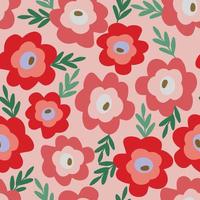 seamless cute red flowers pattern background , greeting card or fabric vector