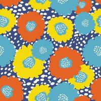 seamless mixed hand drawn flowers and dots pattern background , greeting card or fabric vector