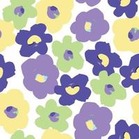 seamless mixed hand drawn flowers pattern background , greeting card or fabric vector