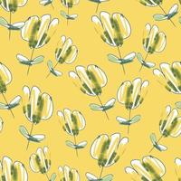 seamless doodle hand drawn yellow flowers pattern  background , greeting card or fabric vector