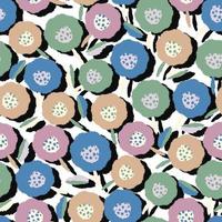 doodle colourful hand drawn flowers , seamless pattern background , greeting card or fabric vector