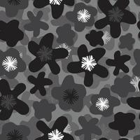 seamless mixed monochrome flowers pattern background , greeting card or fabric vector