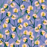 seamless abstract flowers pattern on violet background , greeting card or fabric vector