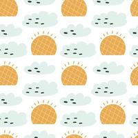 Happy pattern sun clouds vector
