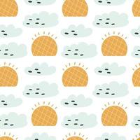 Happy pattern sun clouds vector