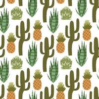 Green cactus ananas succulent pattern vector