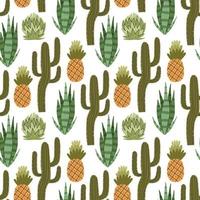 Green cactus ananas succulent pattern vector