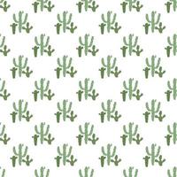 Pattern of green cacti on white background vector