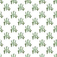 Pattern of green cacti on white background vector